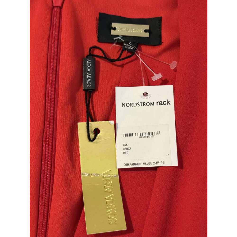 Alexia Admor Women's Red Long Sleeve Dress Size L Regular - Picture 7 of 9